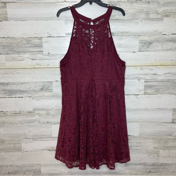 Torrid Plus Size 20 Mini Halter Burgundy Dress Skater - Picture 4 of 12